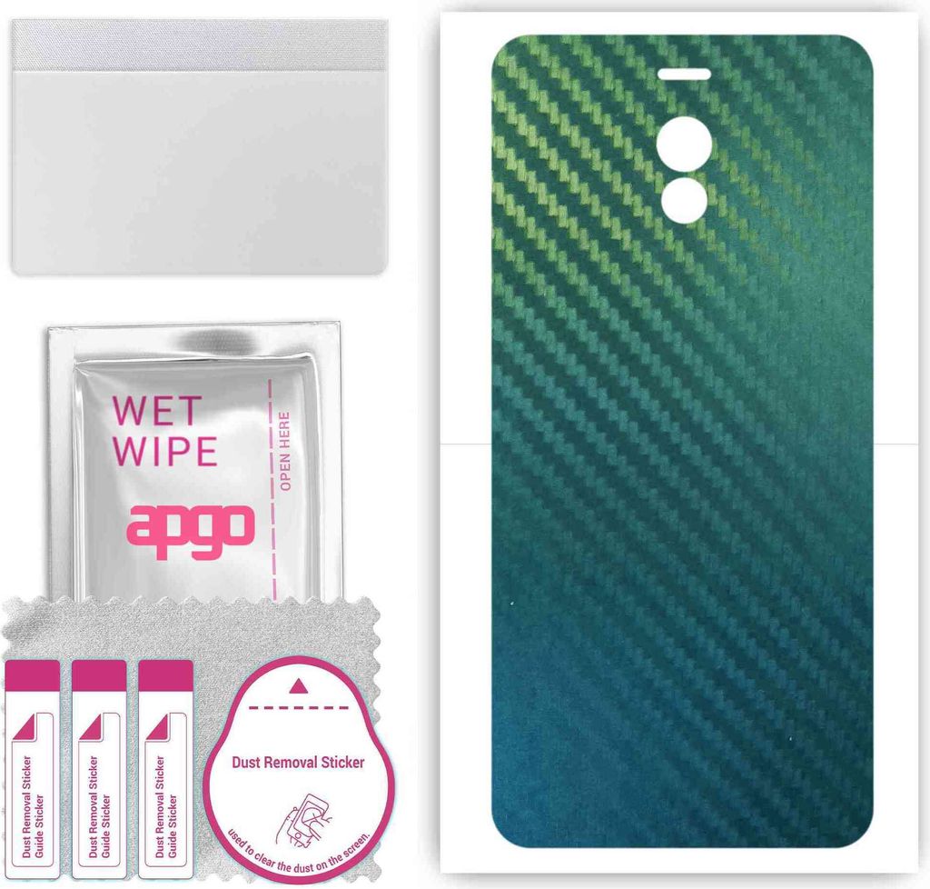apgo Rückseite Schutzfolie, Skin, kompatibel mit Meizu M6 Note, Hinten Displayschutzfolie aus Vinylfolie, kratzfest, einfache Montage - Kohlenstof...