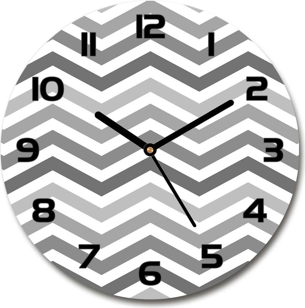 Wanduhr aus Glas 30fi Glasbild Glasuhr Gehärtetes Glas - schwarze-zeiger - Gray zigzags
