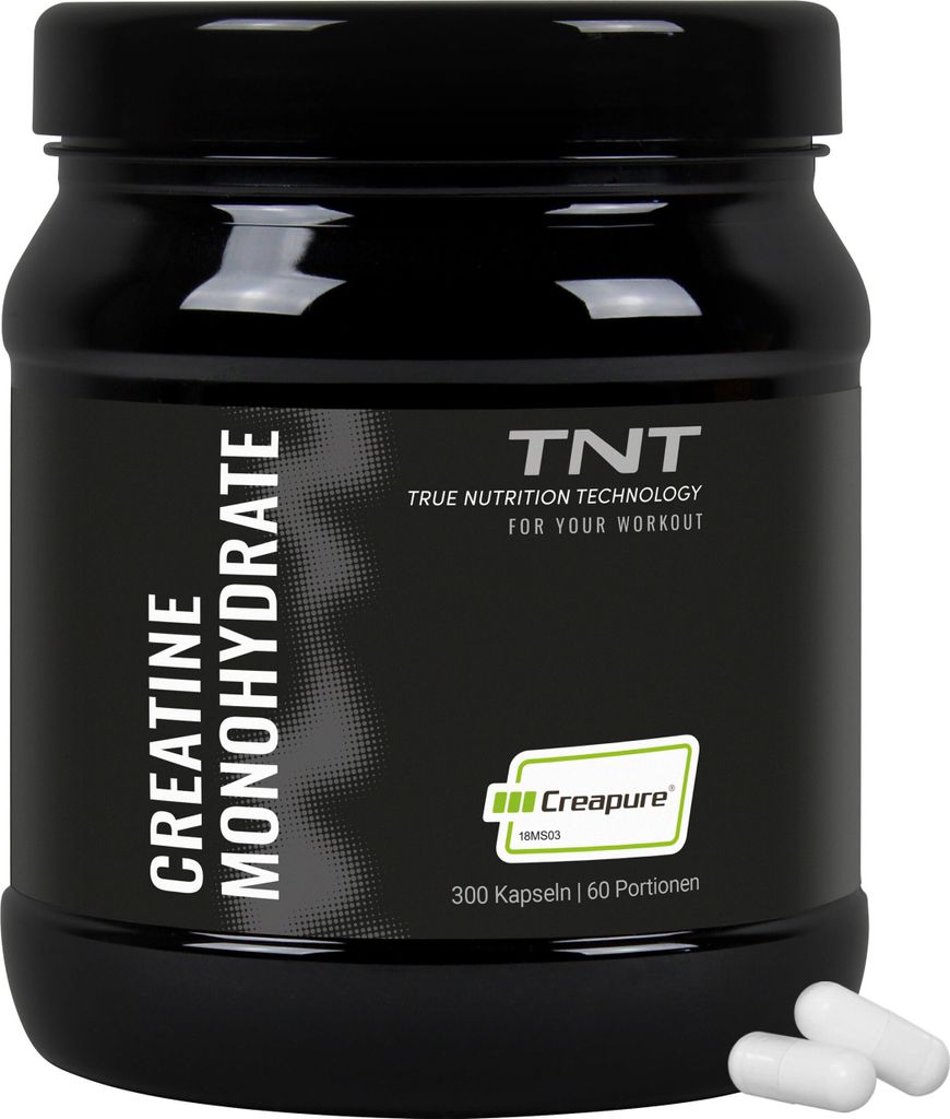 TNT Creatine Monohydrate Creapure (300 Kapseln) - Kreatin für Kraftsport und Leistungssportler - Germany