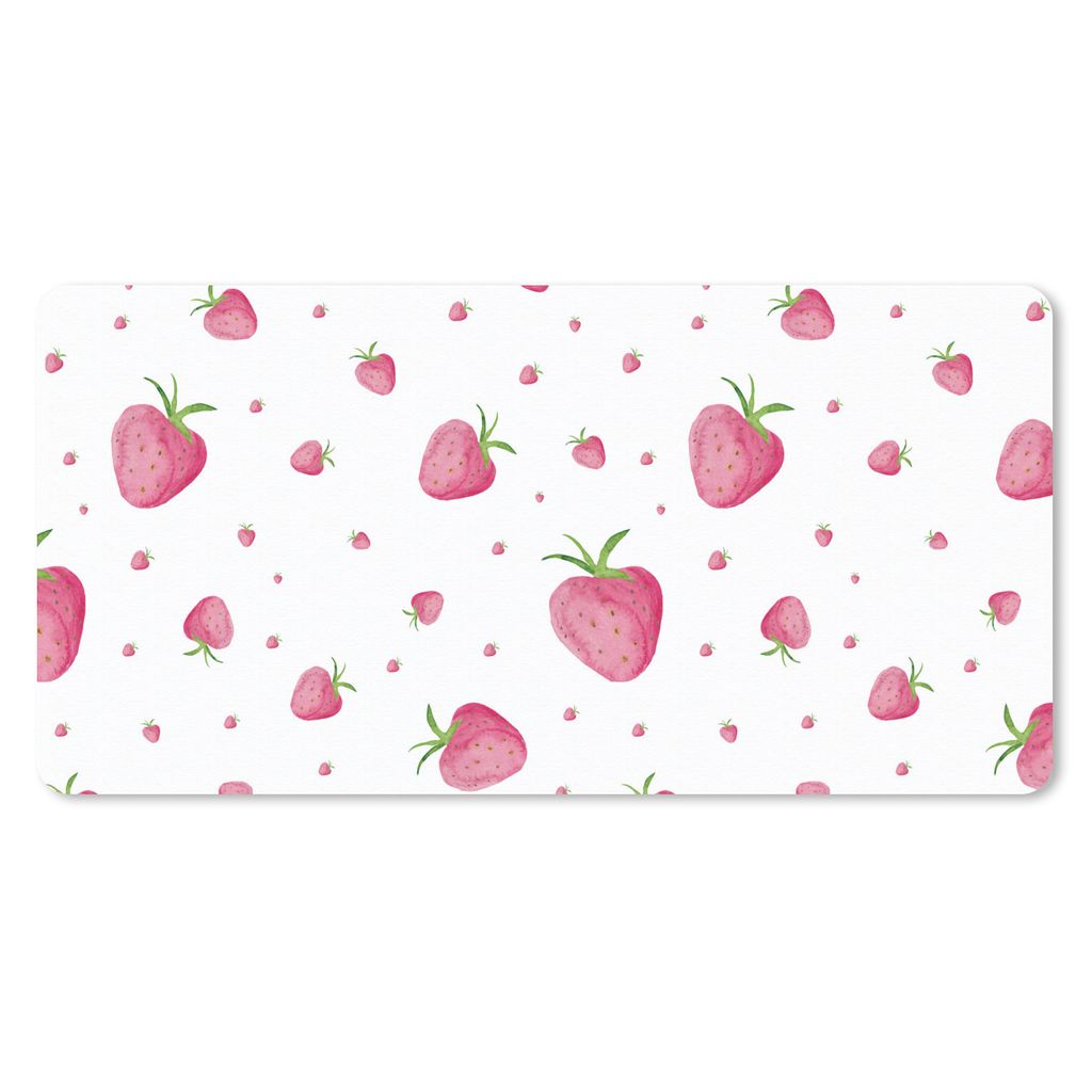 MuchoWow Mauspad Mousepad Erdbeere - Obst - Aquarell 60x30 cm - Mousepads - Maus Mat - Pad - Mausunterlage - Nachhaltig