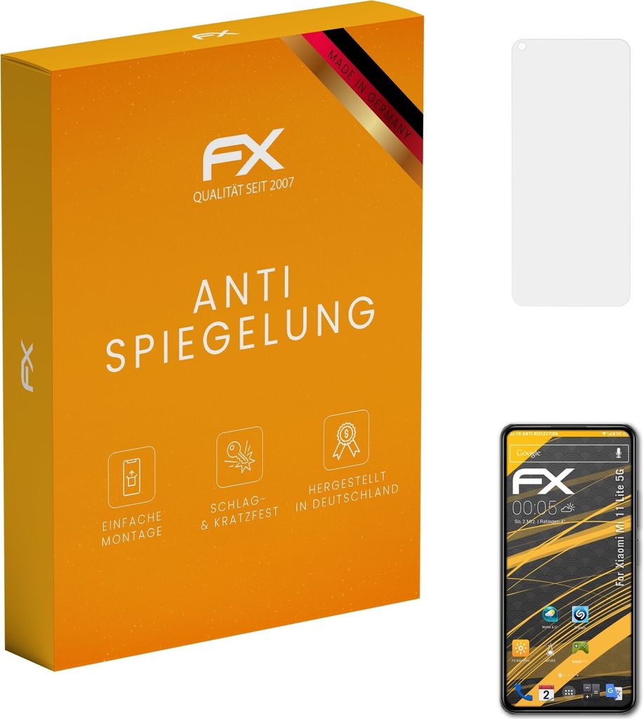 atFoliX FX-Antireflex 3x Schutzfolie kompatibel mit Xiaomi Mi 11 Lite 5G Displayfolie