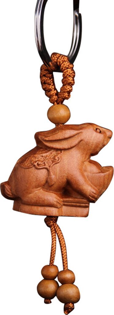 Chinesisches Sternzeichen, geschnitzter Holzanhänger, Schlüsselanhänger, Schlüsselanhänger, Tasche, Hängedekoration, Geschenk-Kaninchen#