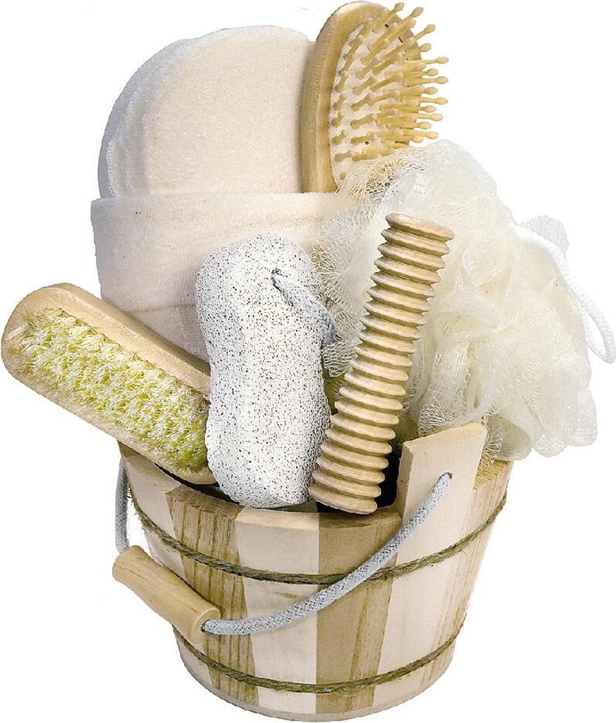Croll & Denecke Wellness Geschenkset 6-teilig im Holzbottich mit Kordel