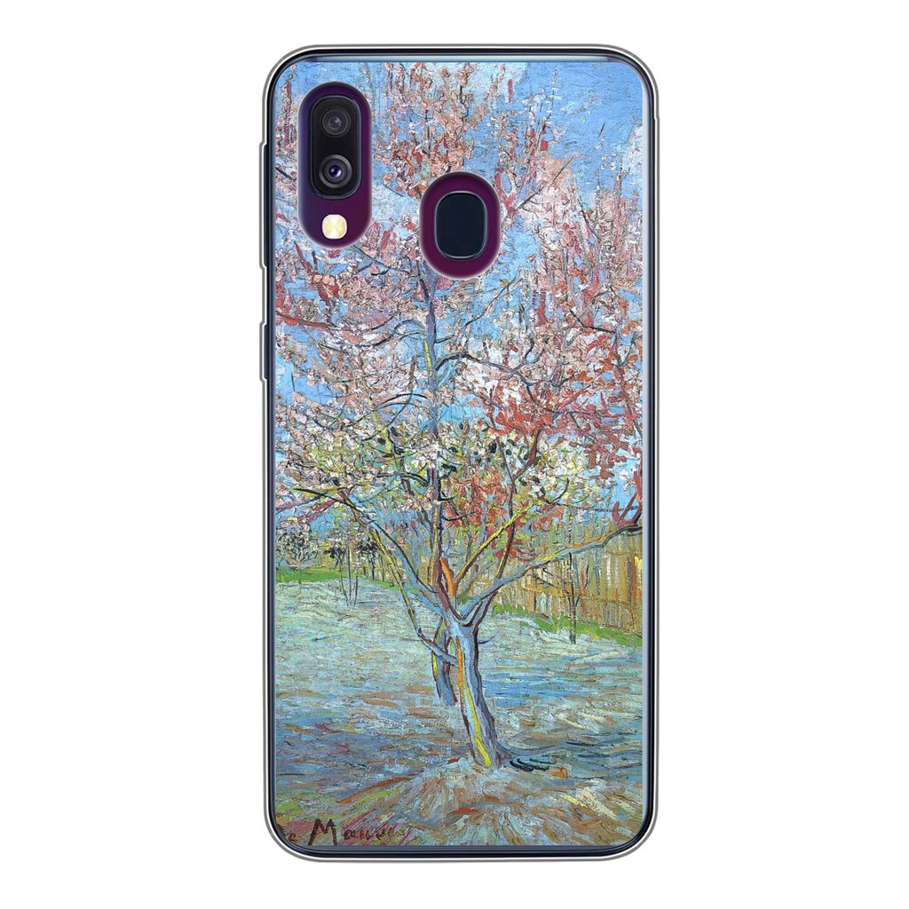 MuchoWow Handyhülle Schutzhülle Hülle für Samsung Galaxy A40 Der rosa Pfirsichbaum - Vincent van Gogh Silikon Softcase Handy Hülle - Handy-T...