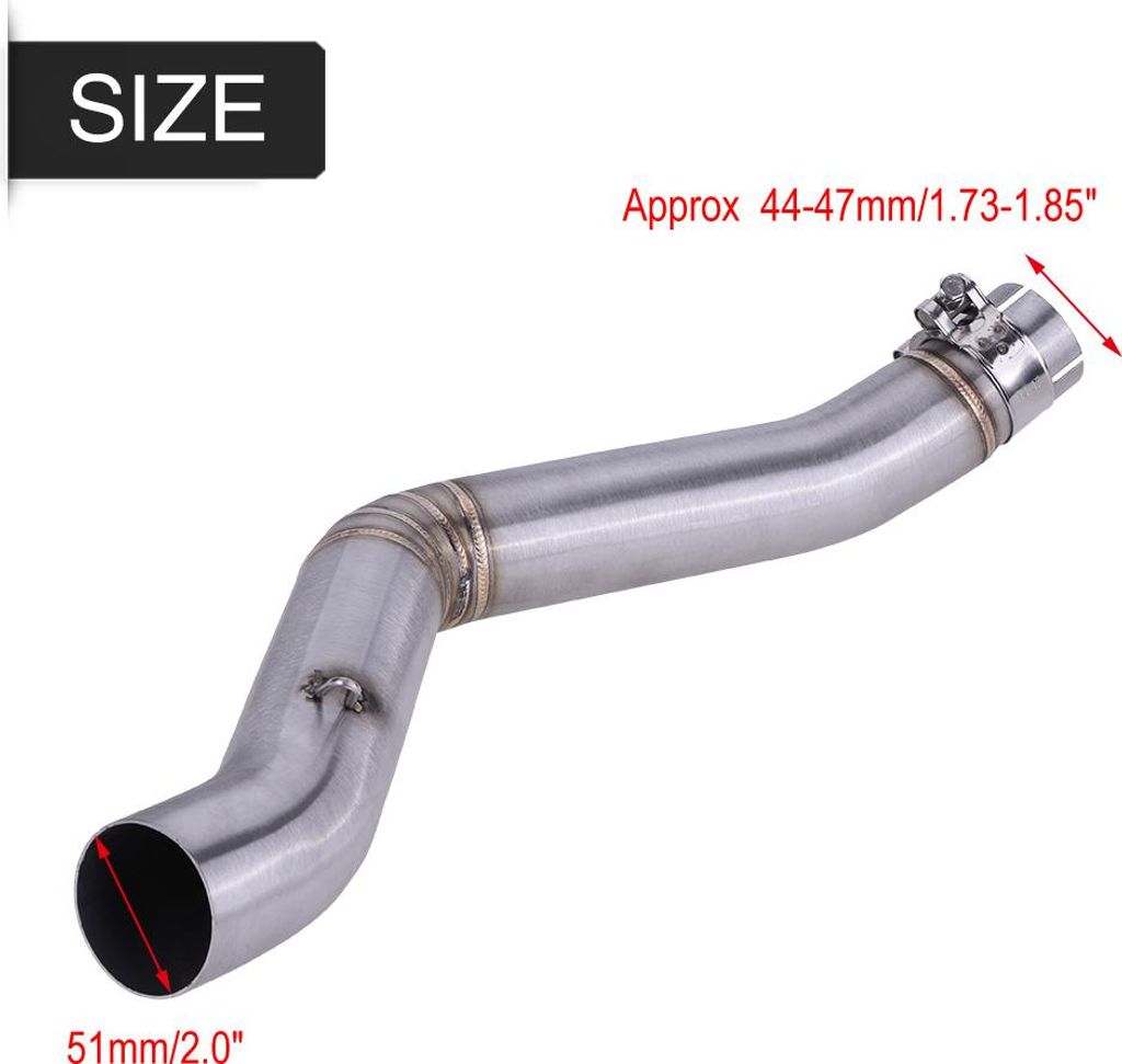 Abgasmitte Rohr, Edelstahl 1.73-1.85/2in Heavy Duty Middle Middle Pipe mit Klammer zur Modifikation