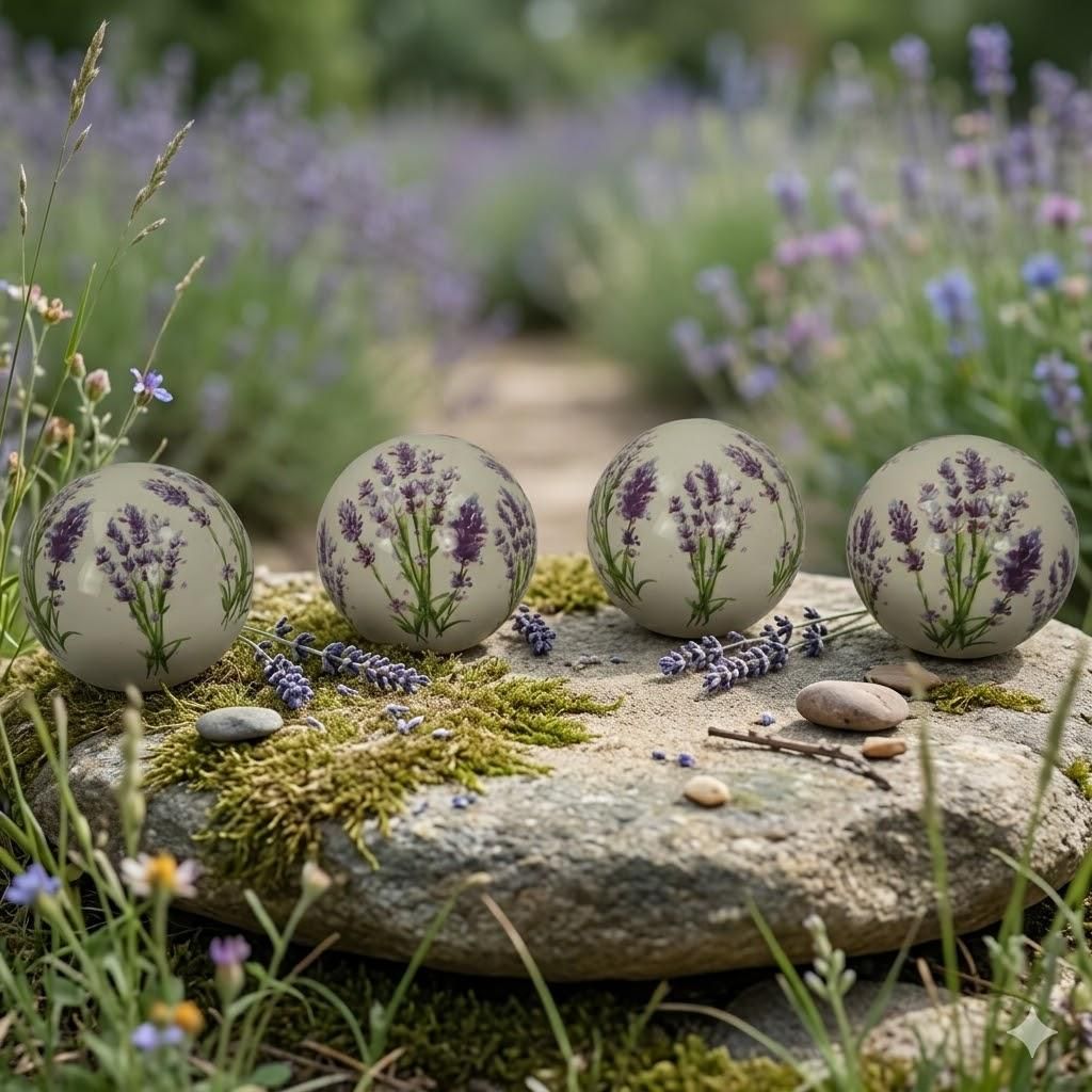 Schwimmkugel Lavendel mittel 4er Set ca. 8 cm - Teichdekoration
