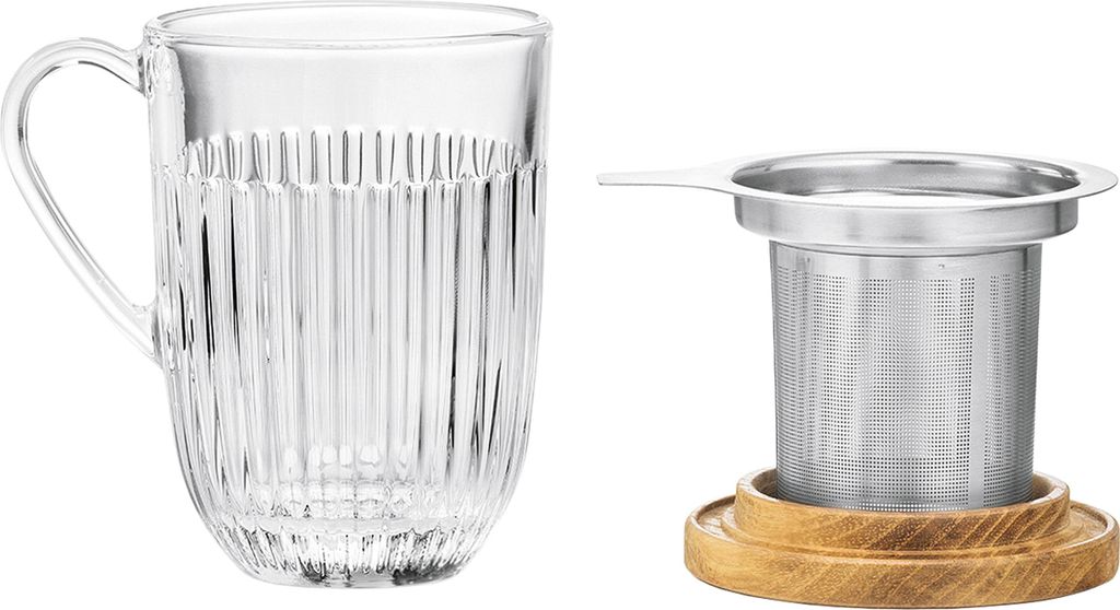 La Rochère Ouessant Teeglas 400ml H:11,7cm Ø8,5cm mit Teesieb und Deckel, klar