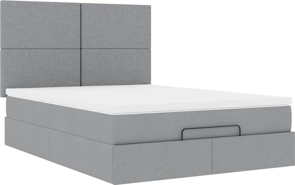 Ottoman-Bett mit Matratze Hellgrau 140x190 cm Stoff