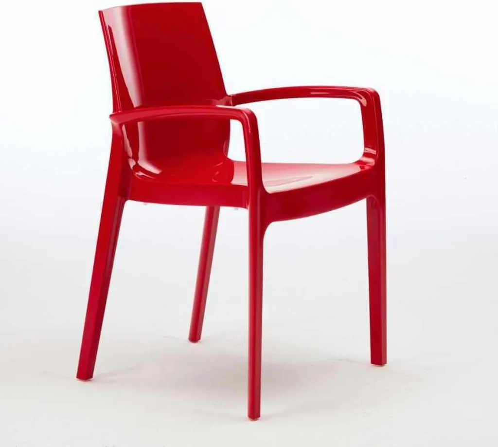 Chaise Design en Polypropylène Rouge Cream Grand Soleil Empilable et Robuste