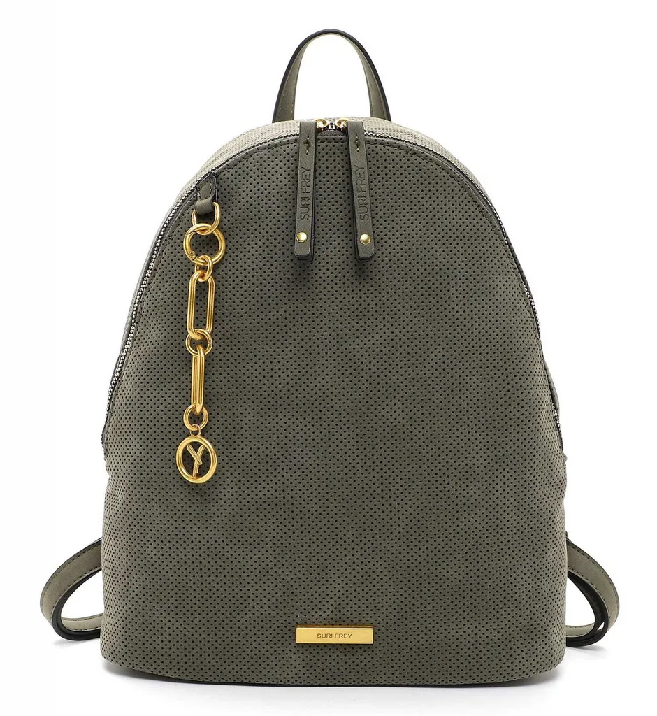 Sac à dos SURI FREY Romy May souple olive avec finition perforée laser
