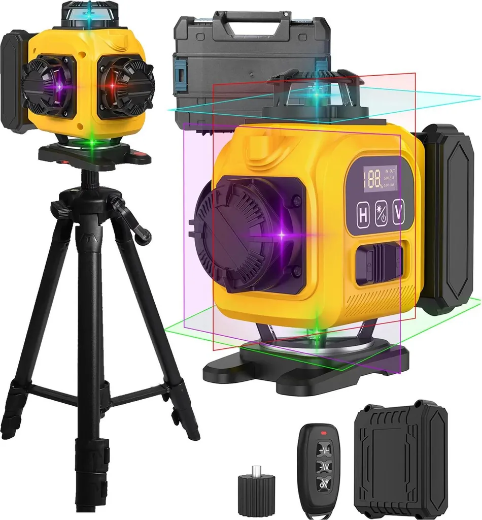 Niveau laser 16 lignes autonivelant 360 avec 2 batteries lithium rechargeables