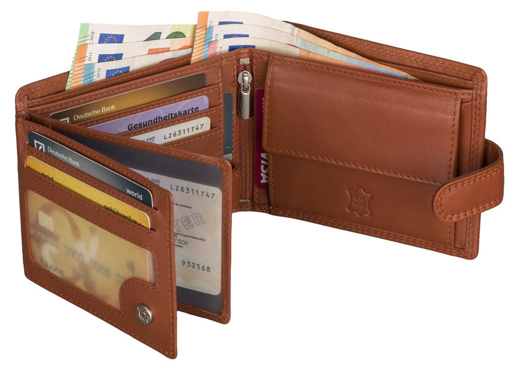 Leder Geldbörse Herren Portemonnaie RFID Querformat Produktbild 