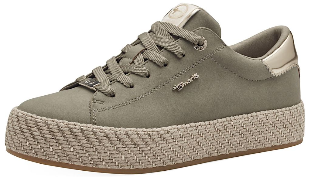 Tamaris Damen Sneaker Lowcut vegan mit Plateausohle in Bast Produktbild 