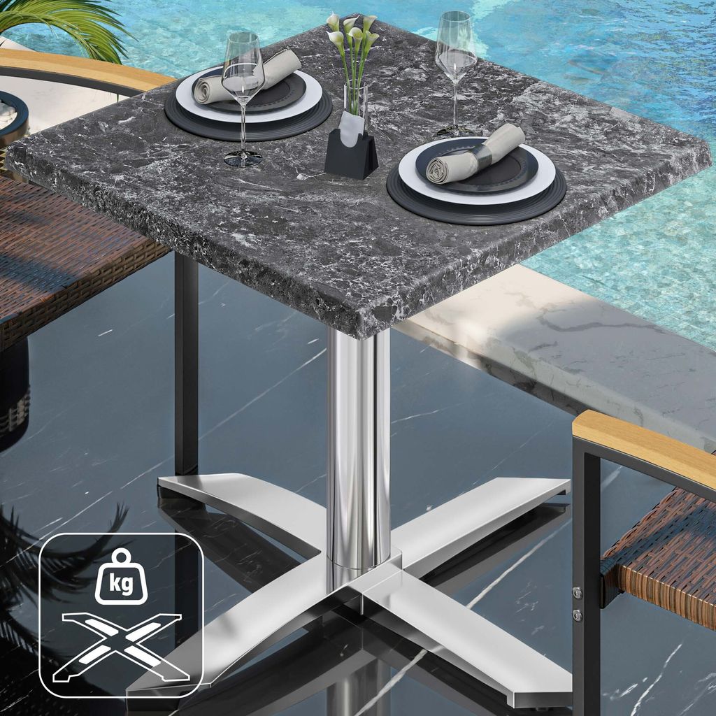 WTG | Bistro Außen Tisch | B: T: H: 60 x 60 x 75,5 cm | Felsen / Aluminium | Quadratisch | Zusatzgewicht | Bistro Tisch Gastro Tisch