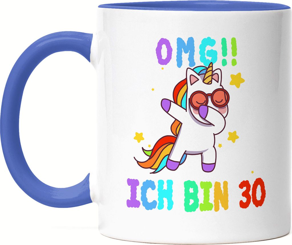 OMG! Ich Bin 30 Tasse Blau Unicorn Einhorn Dap Lustig Geschenkidee zum 30. Geburtstag