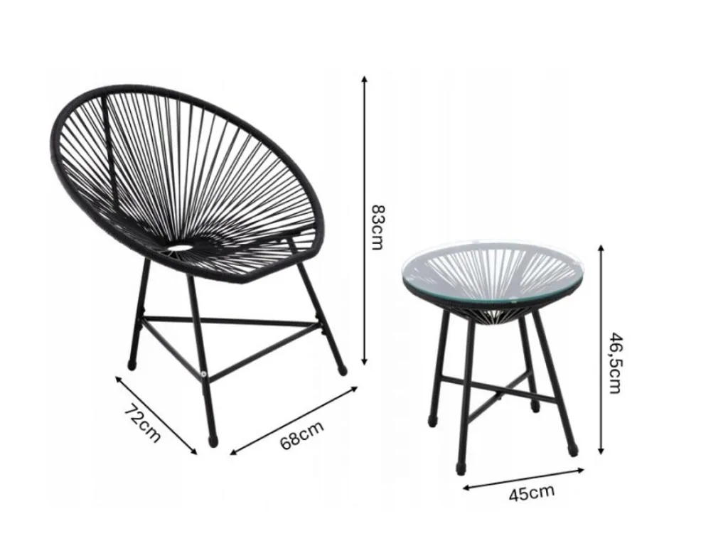 Salon de jardin design LAMBROS noir avec table basse et fauteuils chic - 7