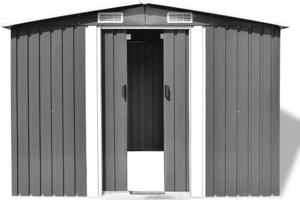 vidaXL Gartenschuppen Grau Metall 257 x 205 x 178 cm Produktbild 