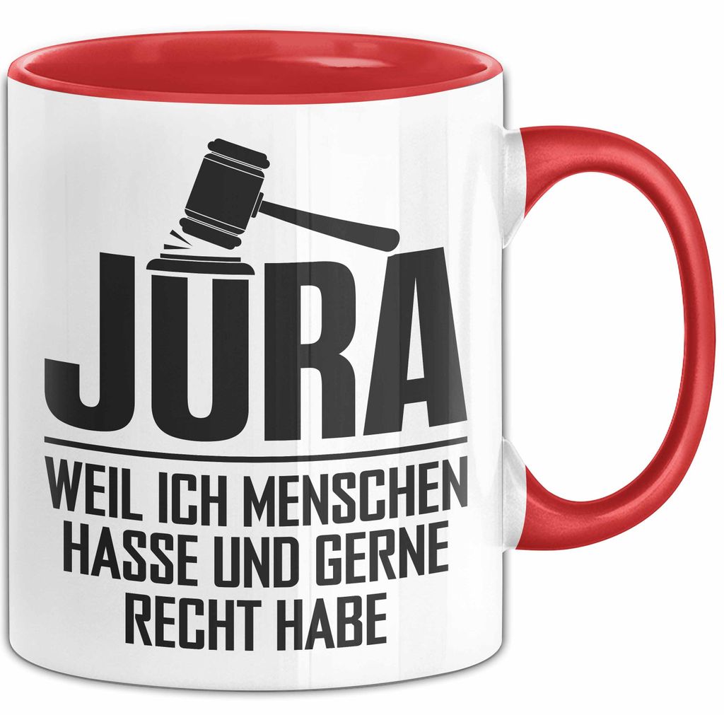 Juristin Tasse Geschenk Jurist Geschenkidee Jura Weil Ich Menschen Hasse Und Gerne Recht Habe Jura-Student Geschenkidee (Rot)