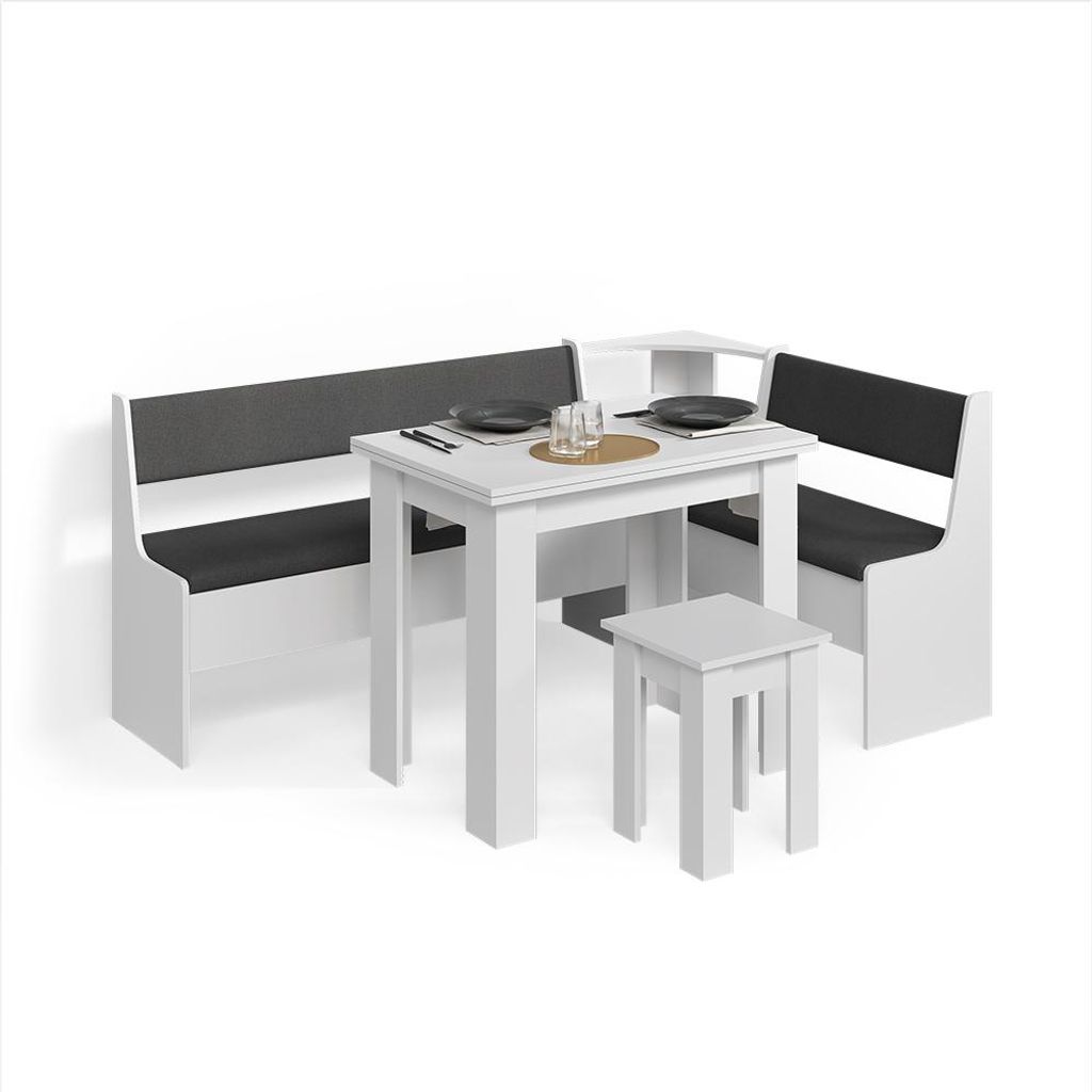 Eckbankgruppe Livinity Tiberio Weiß 180 x 120 cm mit Tisch, Model 58913
