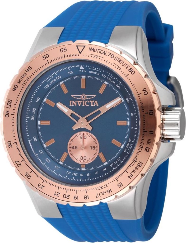 Invicta Aviator 49309 Herren uhr - Wasserdicht - Analog - Quarzuhrwerk - Edelstahl mit blauen zifferblat - 50mm