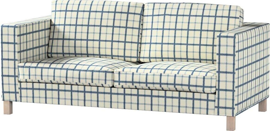 Dekoria Bezug für Karlanda Schlafsofa, kurz, blau-creme, Bezug für Schlafsofa Karlanda kurz