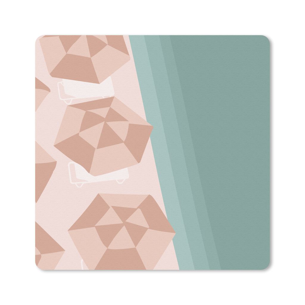 MuchoWow Mauspad Mousepad Sommer - Sonnenschirme - Meer 20x20 cm - Mousepads - Maus Mat - Pad - Mausunterlage - Desk Mat - Bureauartikeln