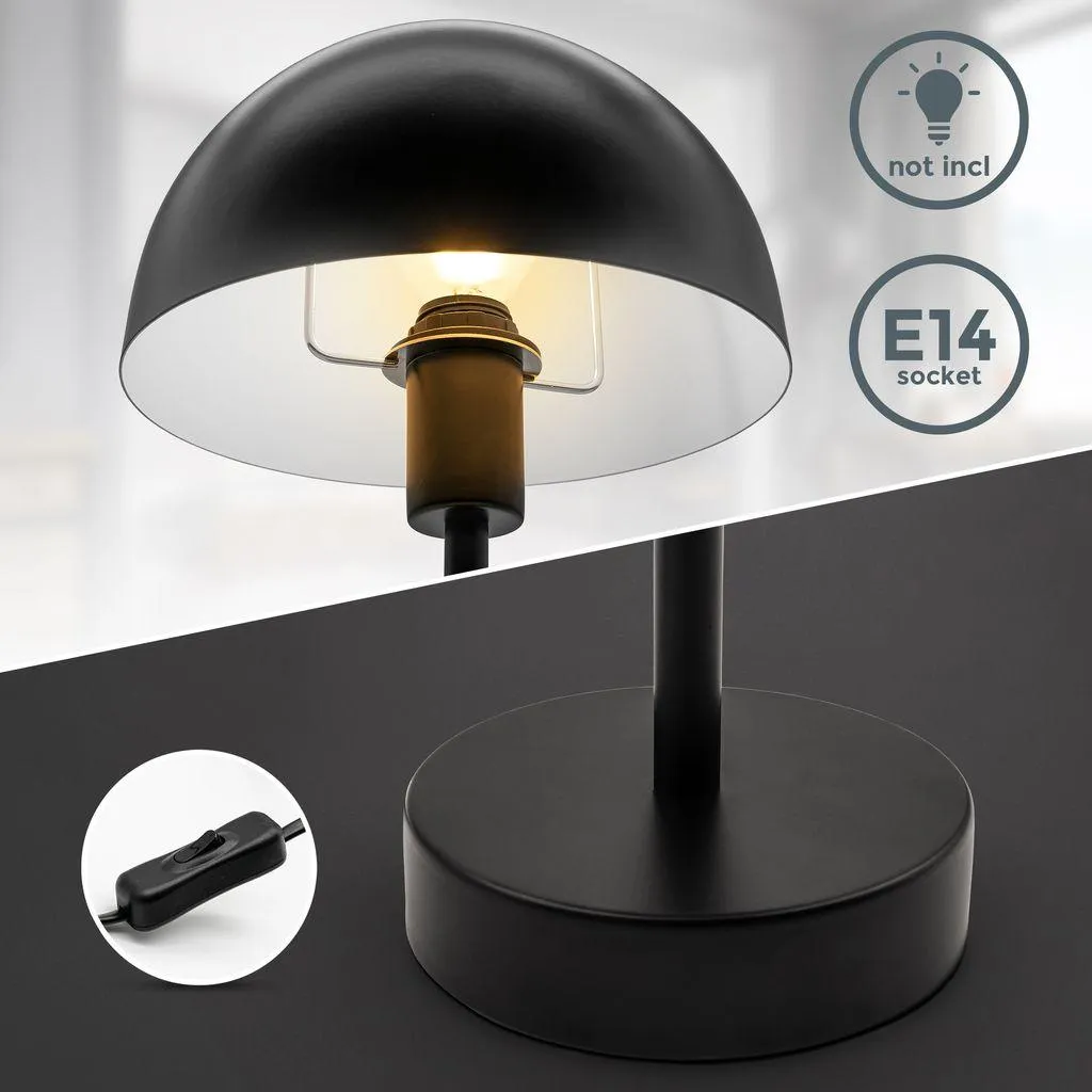 Lampe compacte gain de place métal noir mat culot E14 hauteur 32 cm