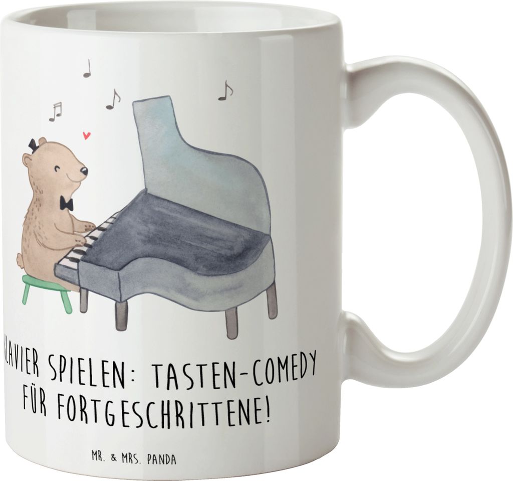 Mr. & Mrs. Panda haferl Klavier Tasten - Weiß - Geschenk, Klavierspiel Humor, Kunst, Keramiktasse, Musiker, Konzert, Klaviermusik, Kaffeebecher, T...