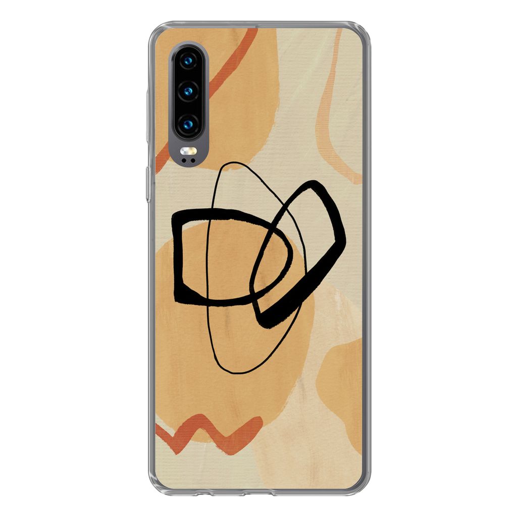 MuchoWow Handyhülle Schutzhülle Hülle für Huawei P30 Kunst - Geometrische Formen - Abstrakt Silikon Softcase Handy Hülle - Kartenbesitzer