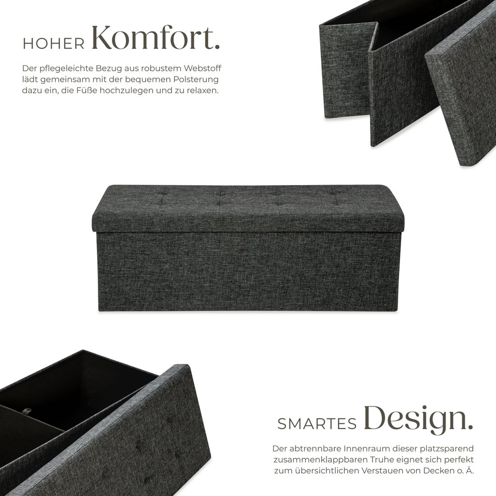 Sitzhocker mit Stauraum 110 x 38 x 38 cm Produktbild 3