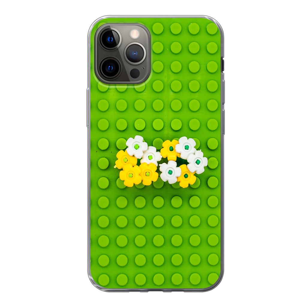 MuchoWow Handyhülle Schutzhülle Hülle für iPhone 13 Pro Unterlage mit Blumen Silikon Softcase Handy Hülle - Handy-Tasche