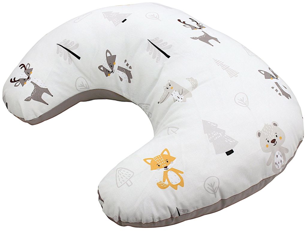 TupTam Baby Stillkissen Klein mit Baumwoll-Bezug, Farbe: Wald / Fuchs / Reh / Igel / Bärchen / Beige