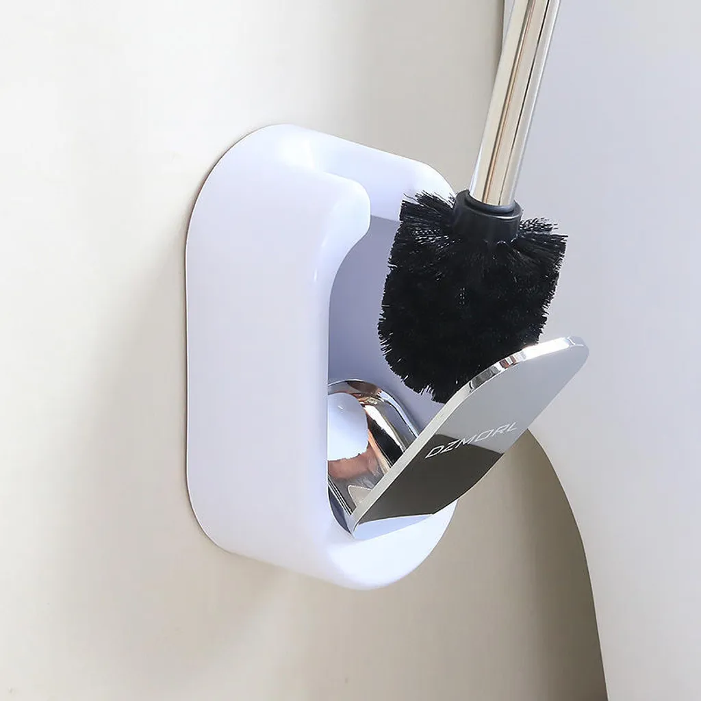 Porta-spazzole a muro rimovibile compatto per la casa ABS Scrubber spazzola di pulizia curvo Set di spazzole in acciaio inox per la conservazione del bagno - Oro rosa