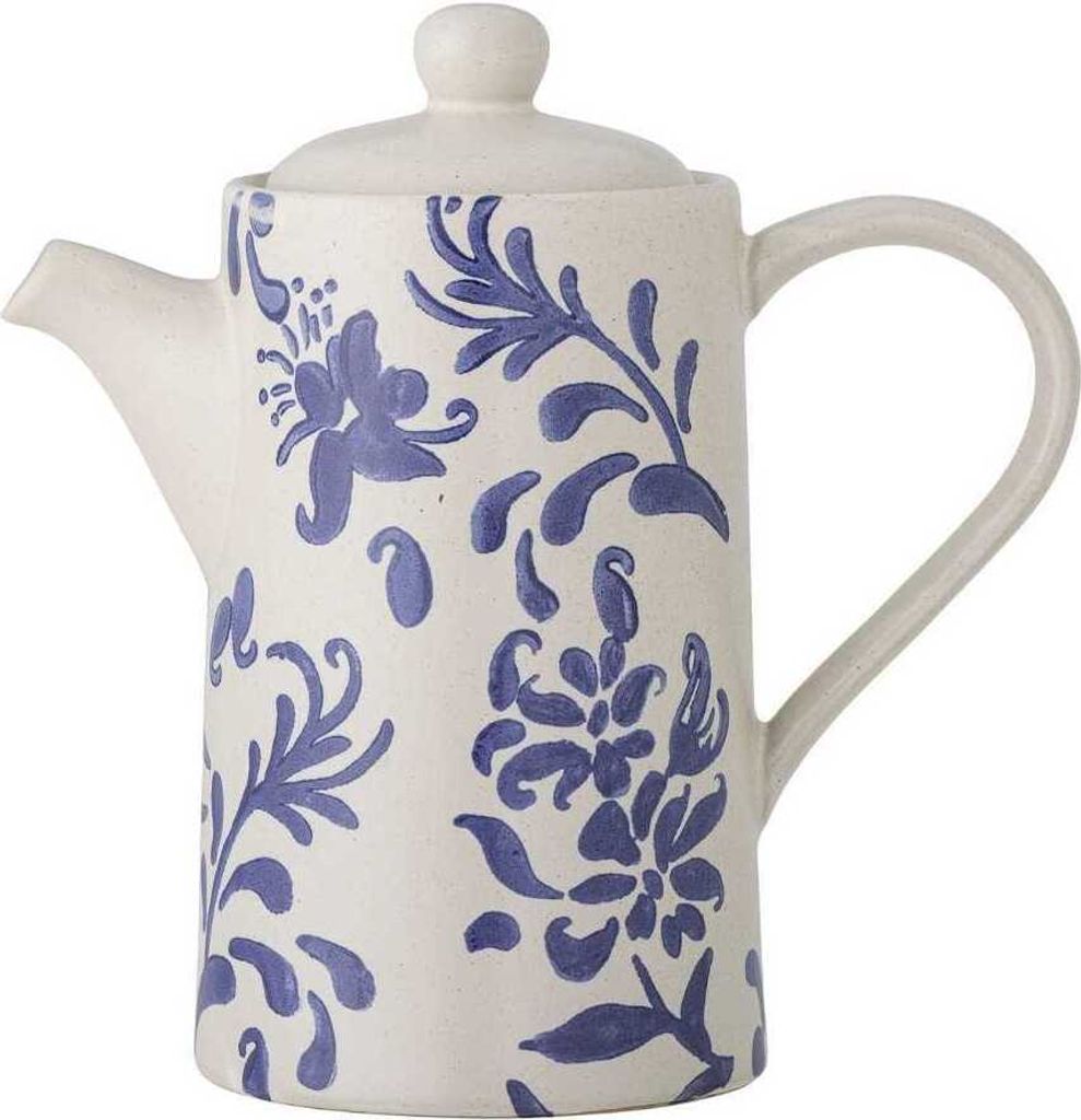 Bloomingville Teekanne PETUNIA Blau Weiß 800 ml Kanne mit Deckel