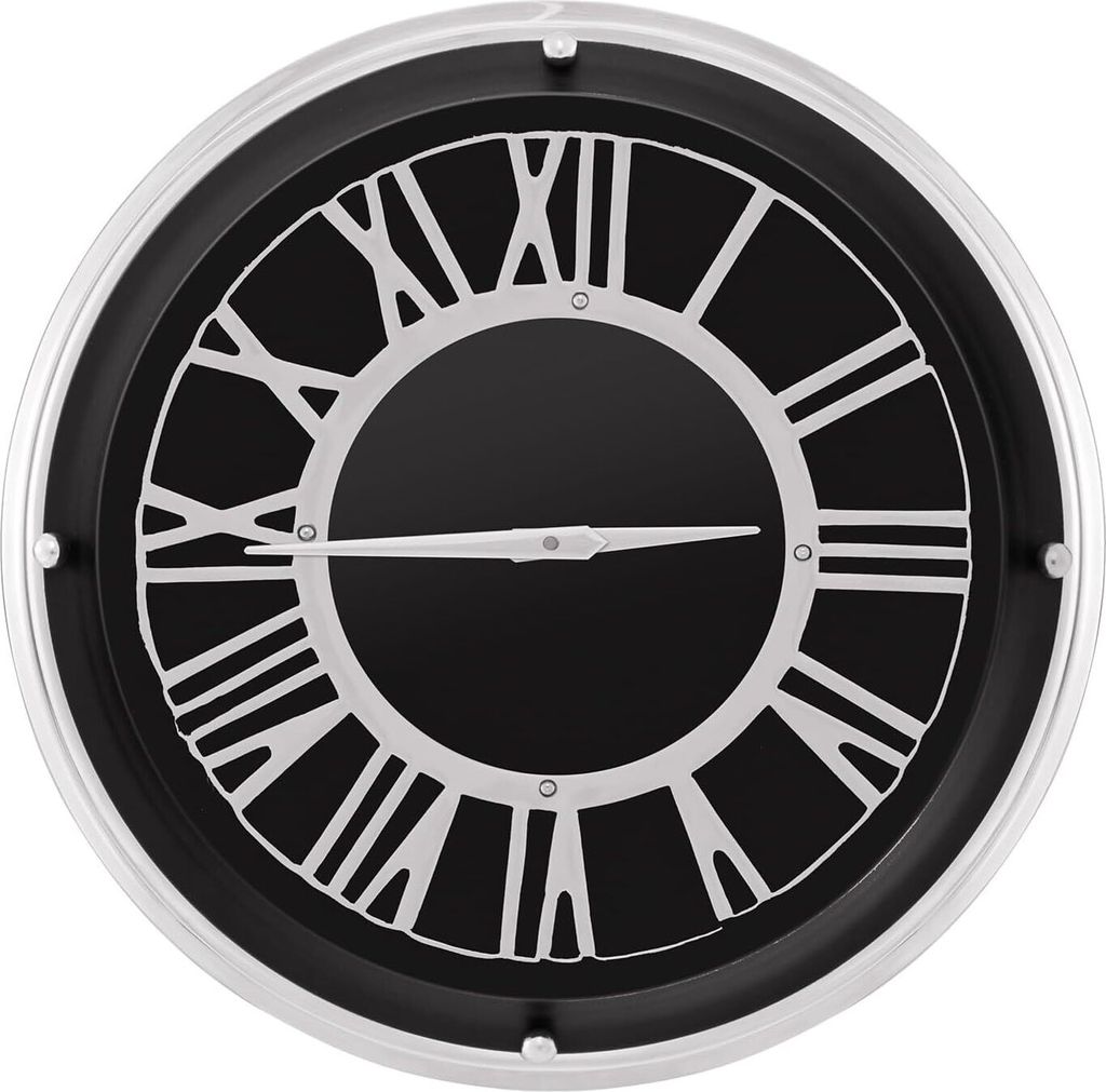 GOPLUS Wanduhr groß, φ45cm Vintage Uhr mit römische Ziffern, Funkuhr ohne Tickgeräusche, dekorative Wanduhr, Batteriebetrieben, für Wohnzimmer...