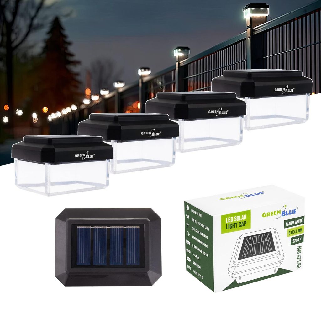 Lampada solare a LED GreenBlue 4x per pali 60 x 40 mm, Immagine del prodotto 