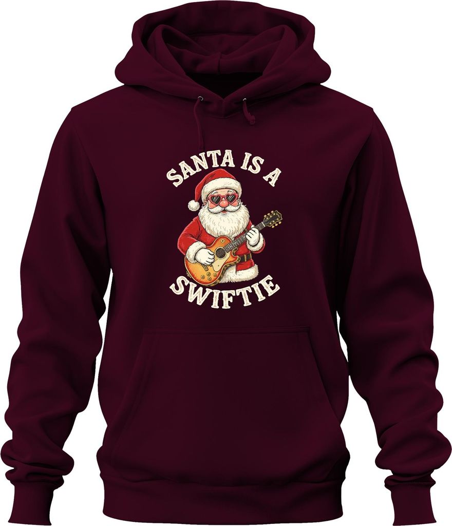 SANTA lustiger Spruch Weihnachten Swift Gitarre Musik Rock Uni Hoodie Kapuzenpullover, Burgundy, XXL