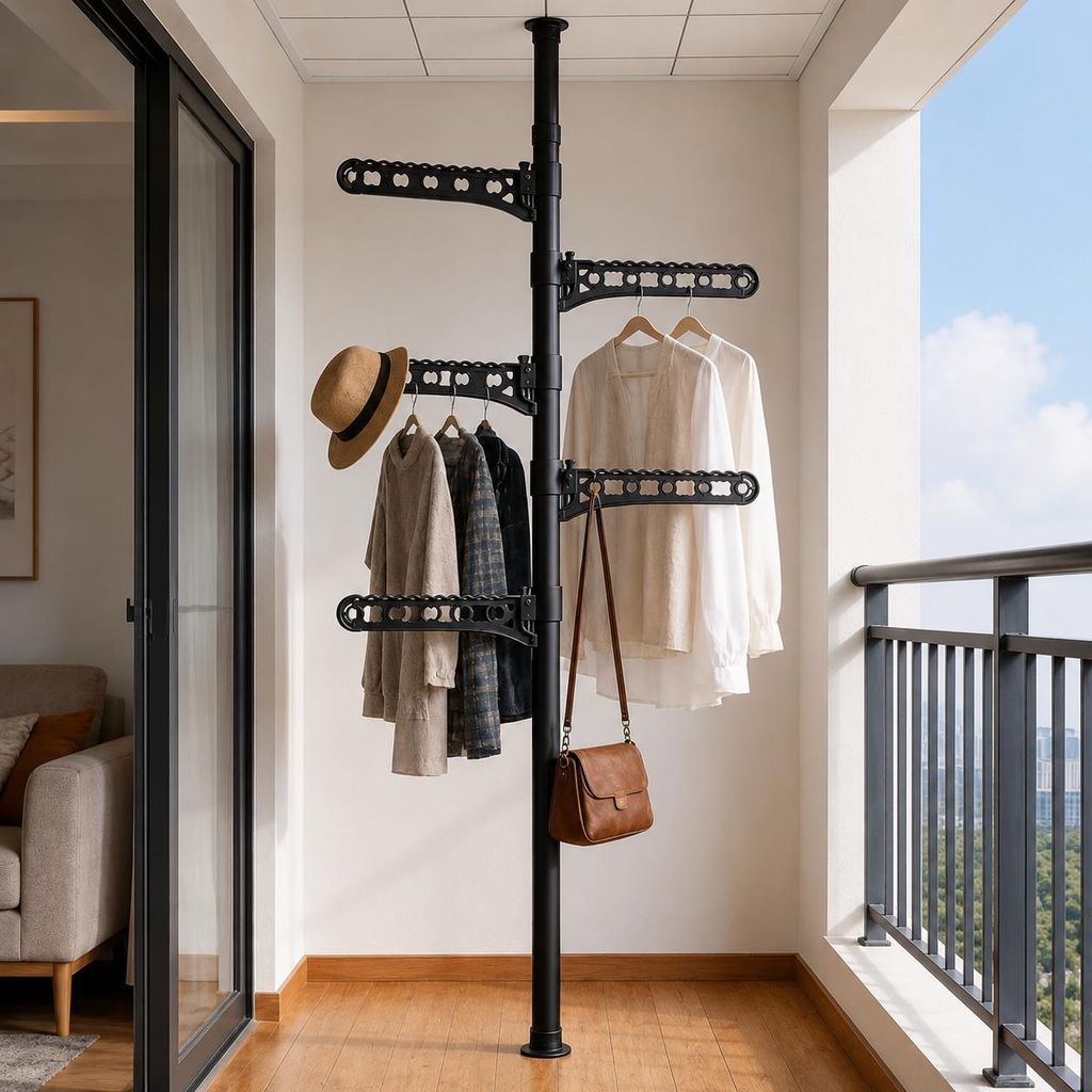 Teleskop Garderobenständer ausziehbar 100-310cm, mit 5 Produktbild 