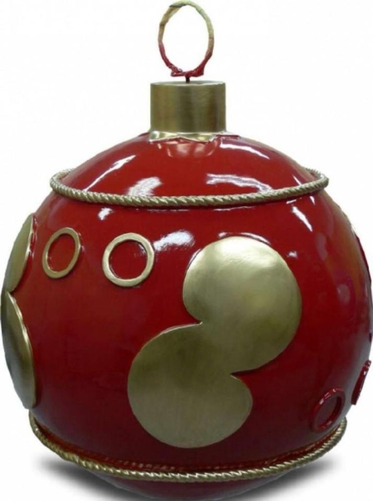 Weihnachtskugel strukturiert Rot 100cm hoch Dekorationsfigur - GFK - vergrößert - für draußen