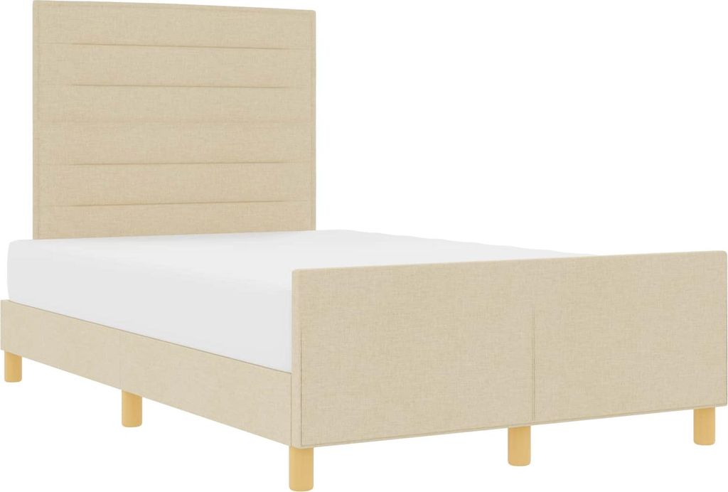 Bettgestell mit Kopfteil Creme 120 x 200 cm Stoff