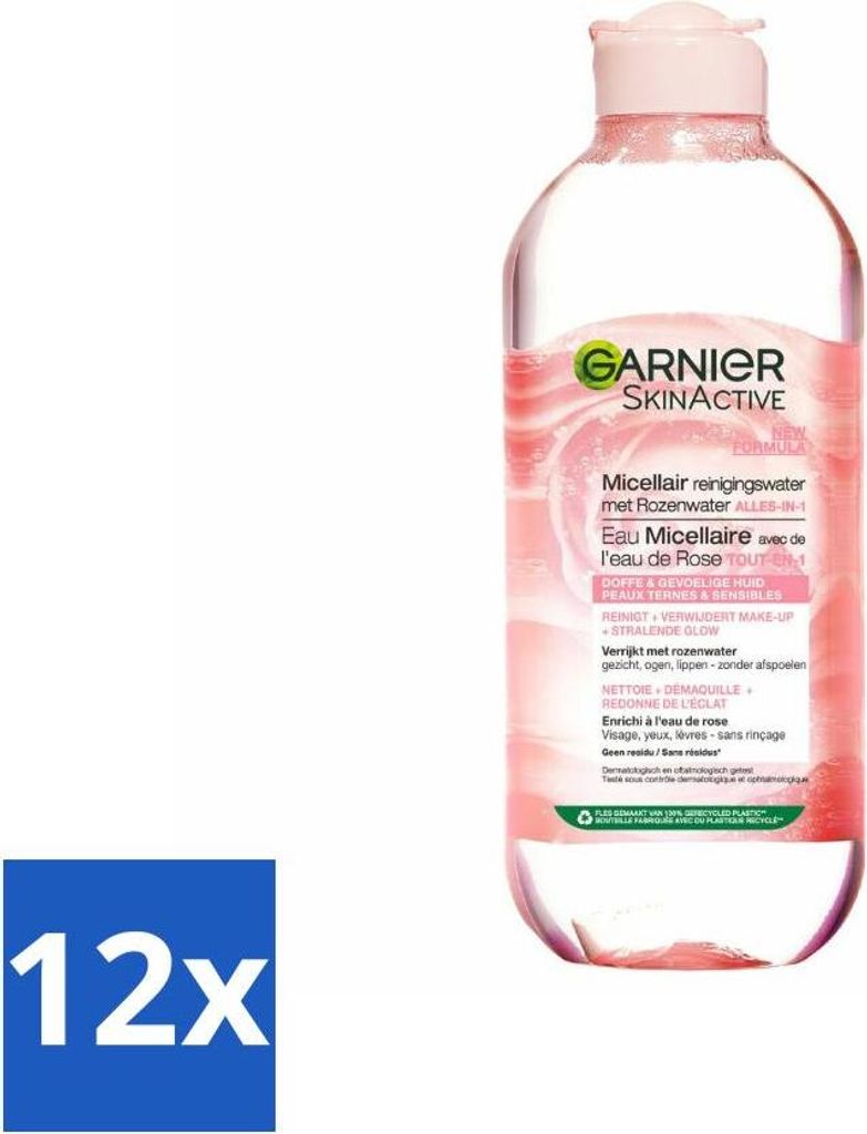 Garnier - SkinActive - Mizellen-Reinigungswasser - Rosenwasser - Strahlende Haut - 400 ml - Vorteilspack - 12 Stücke