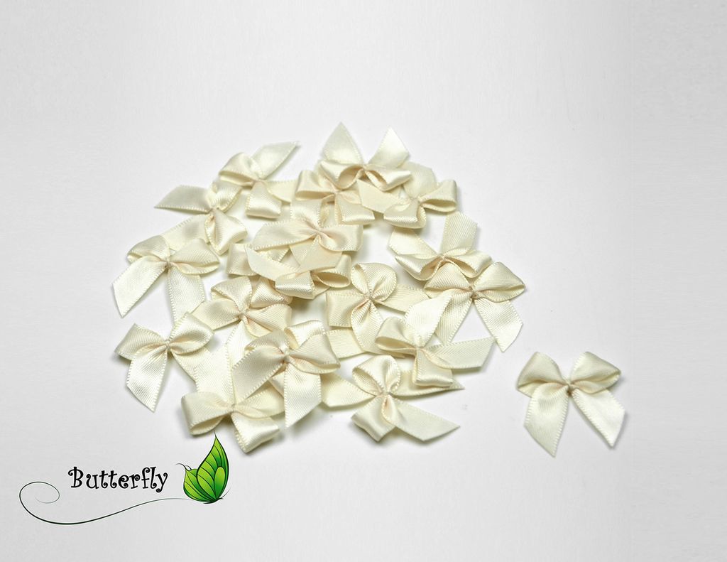 Satinschleifen 25mm, 20 Stück, Farbe:ivory / elfenbein 810 Produktbild 