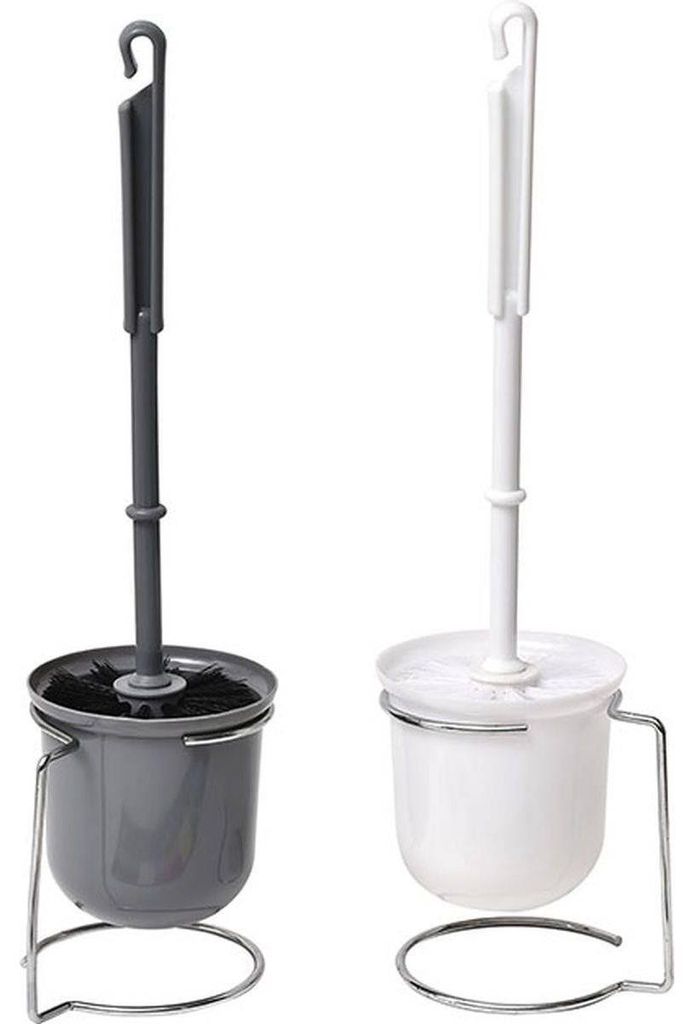 Pp wc bürste metalhalter verchromt 2 farben sortiert - weiss grau - Tendance
