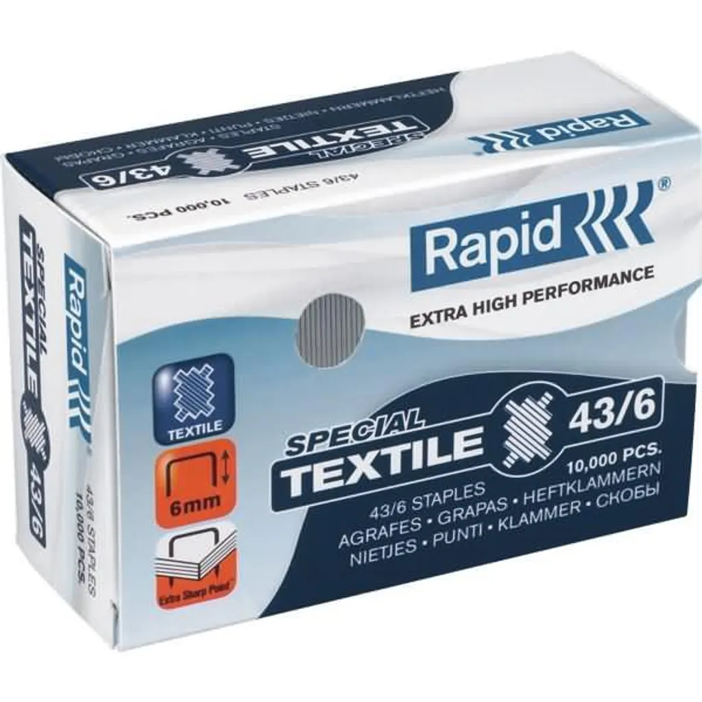 Agrafes Rapid Super Strong 43/6 Galvanisées Boîte de 10000 Pièces Pro