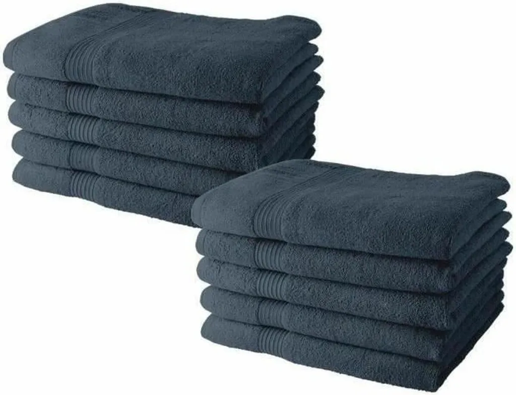 TODAY Set de 10 serviettes de bain grises 70x130 cm en coton doux