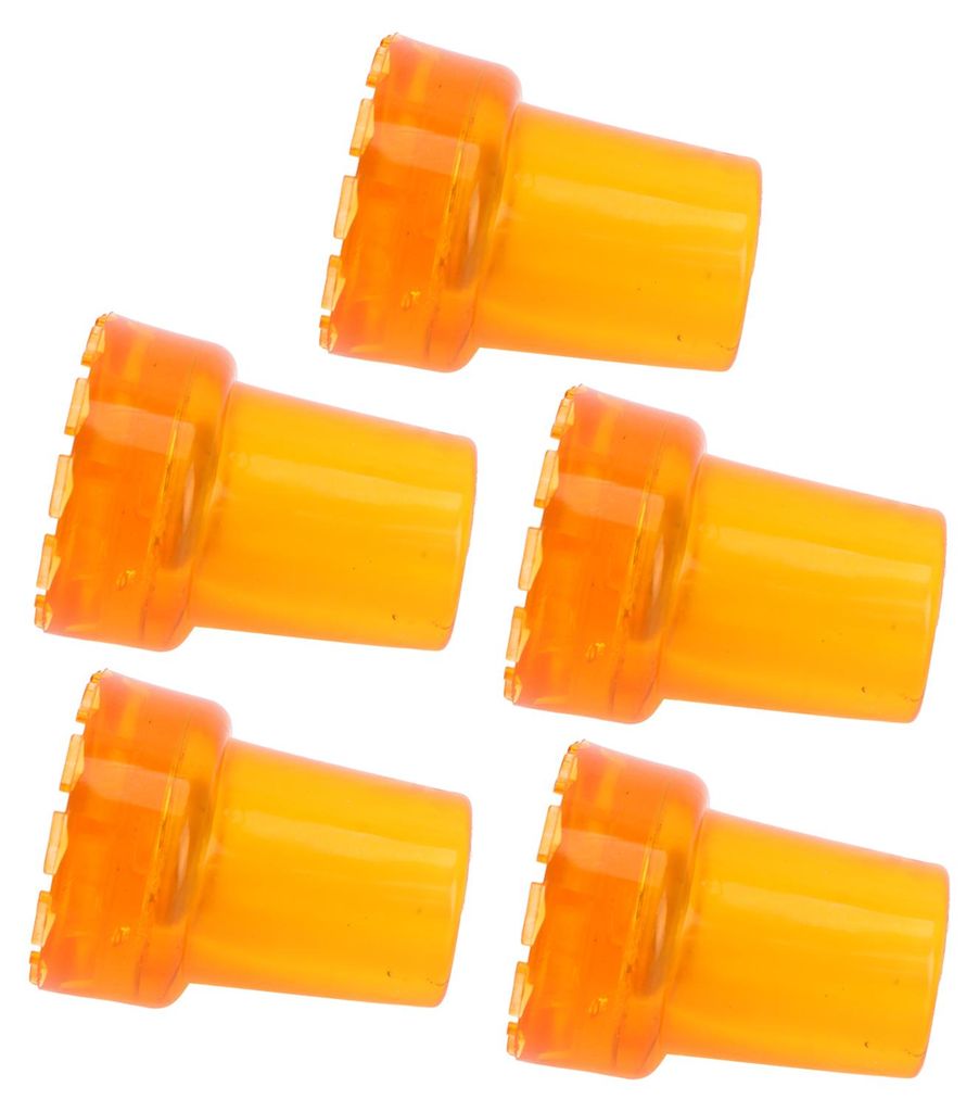 5 Stück 22 mm Einwinkel-Gehstockspitzen mit Reifenprofil, rutschfestem, konservierendem Gummi, durchscheinend, 7/8 Zoll, durchscheinend gelb