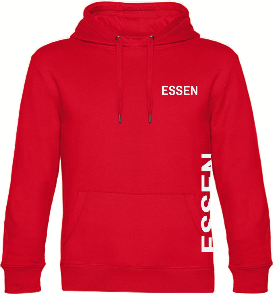 multifanshop Kapuzen Sweatshirt - Essen - Brust & Seite, rot, Größe S