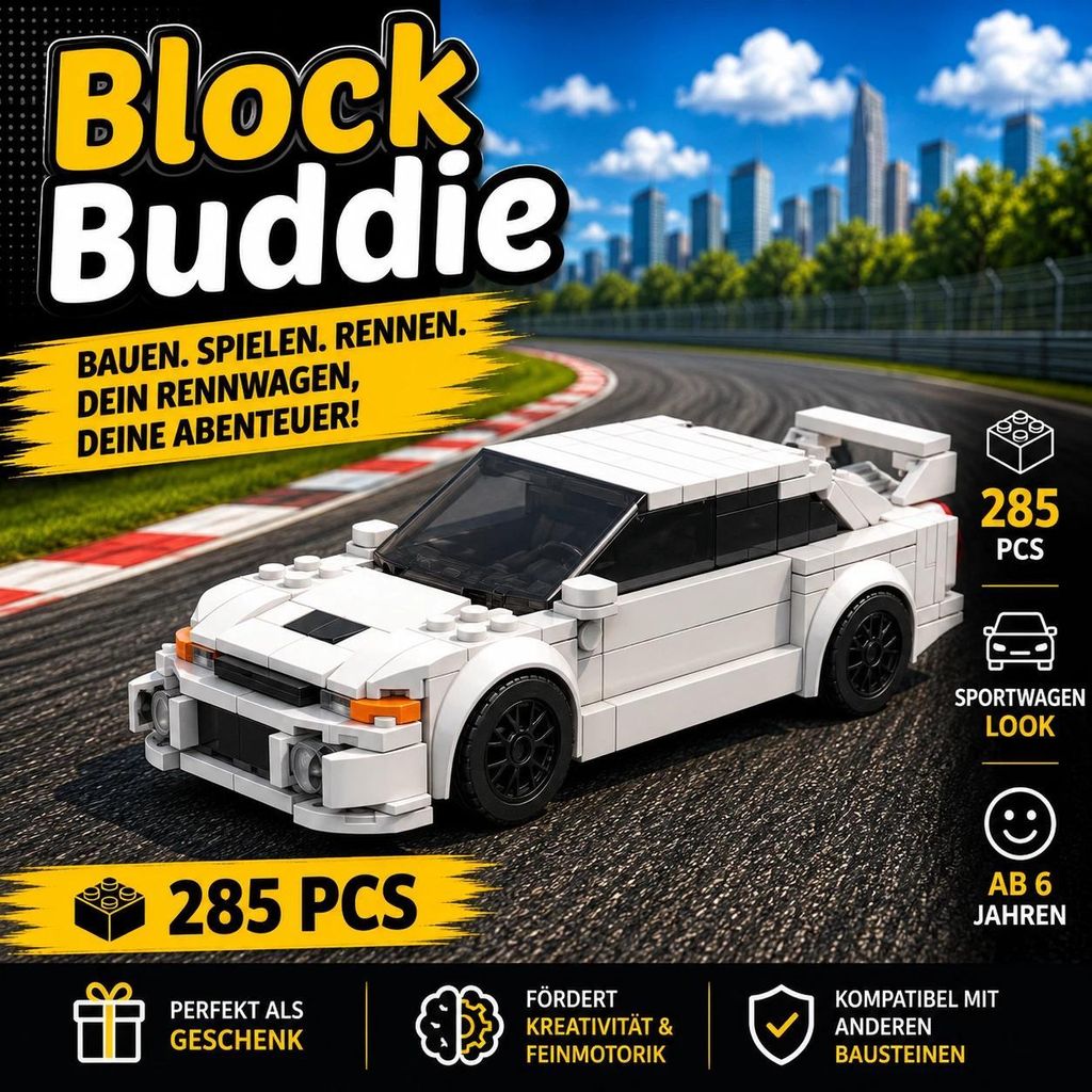 BlockBuddie™ Lancer Evolution V inspiriertes Klemmbaustein Produktbild 