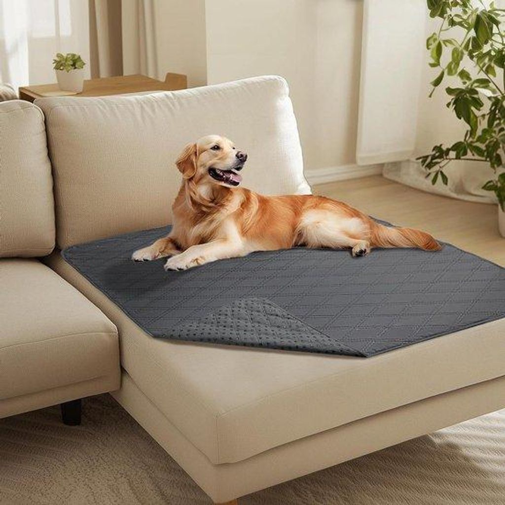 Wasserdichter Hundedecke mit Anti-Slip-Punkten - Schutz für Sofa, Bett und Auto - Robuste Hundematte - Maschinengewaschen - Grau - 101 x 127 cm