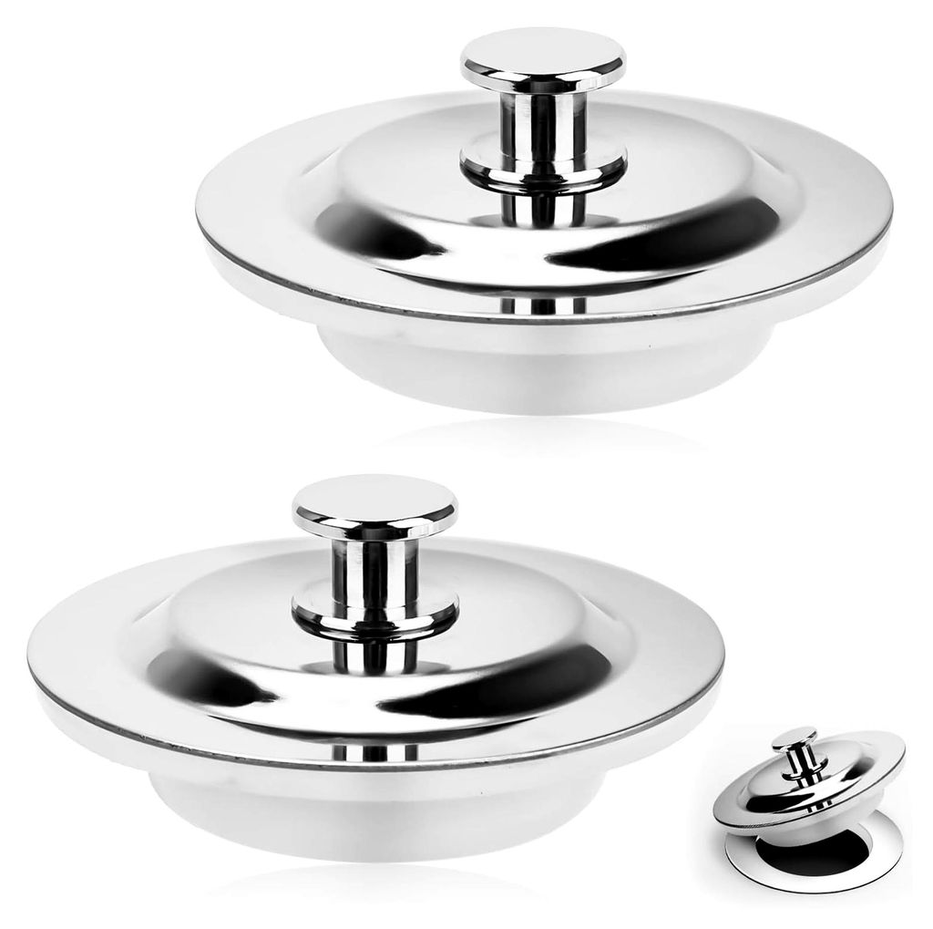 Edelstahl Abflussstopfen 2 Stück, 42-44mm Universal Waschbeckenstöpsel für Küche, Badewanne und Waschbecken